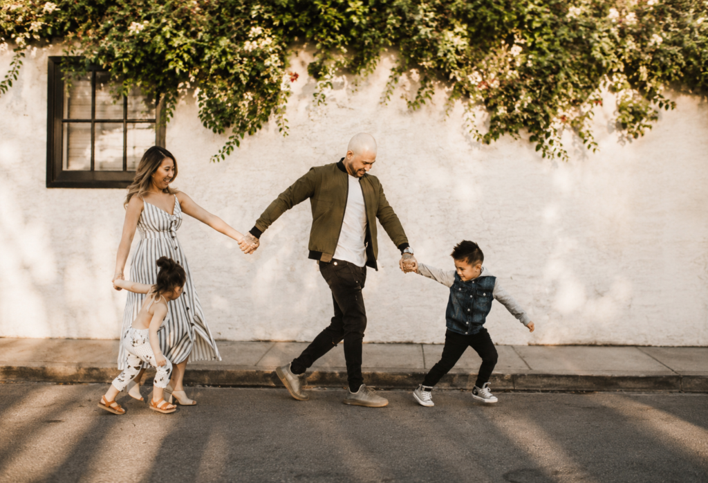 Family walking together outdoors